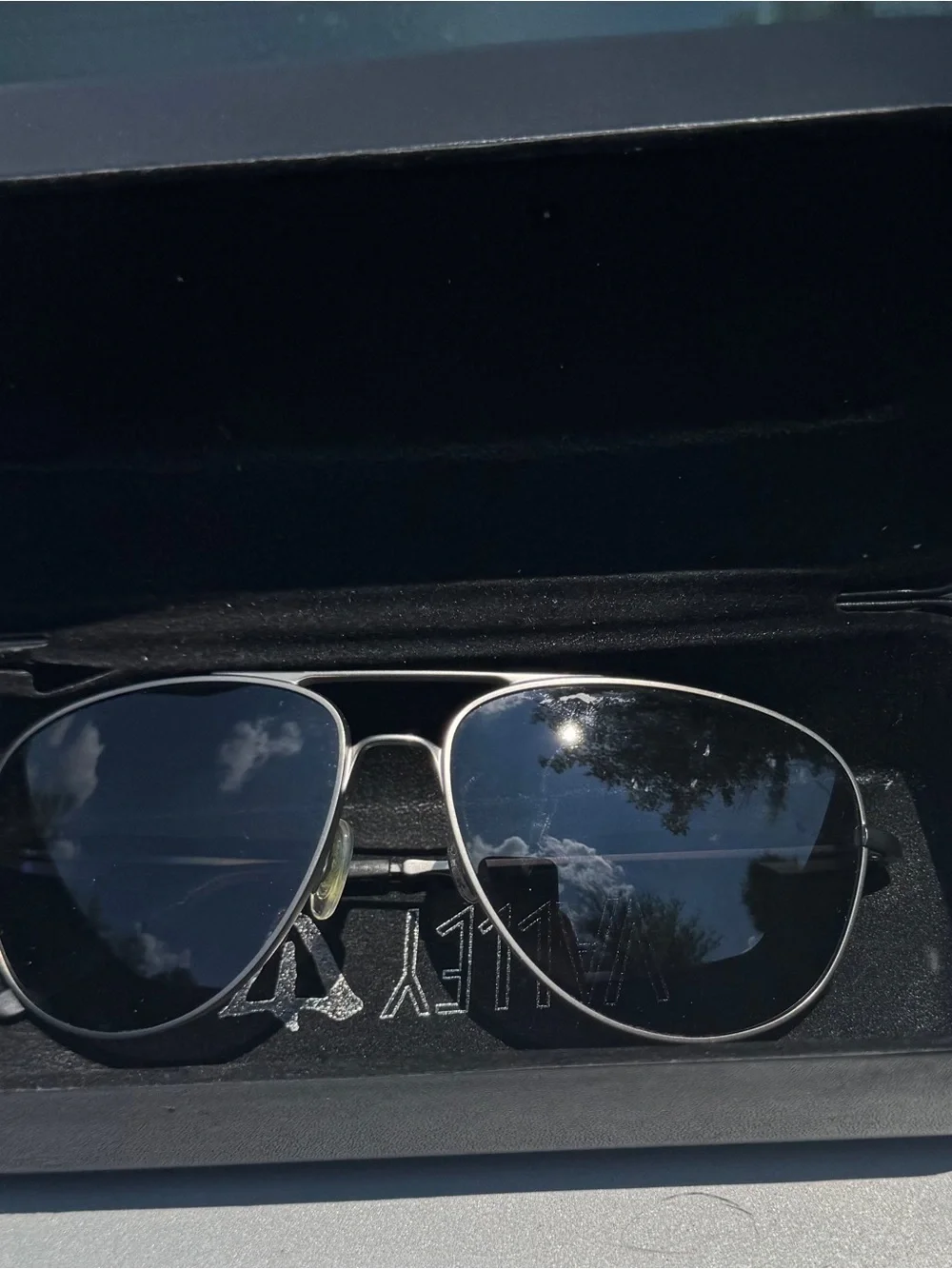 Revo Men’s Aviator Sunglasses in Silver Frame with Dark Blue Lenses